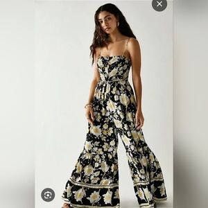 NWT Free People Little Of Your Love Jumpsuit In Moonless Combo Size Medium